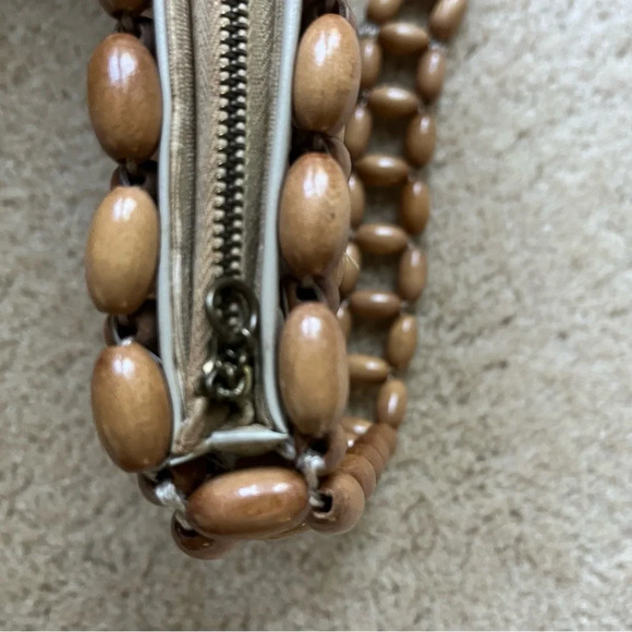 Vintage Small Tan Wooden Bead Japanese Purse - Made In Japan - GUC* (read) - Picture 11 of 11